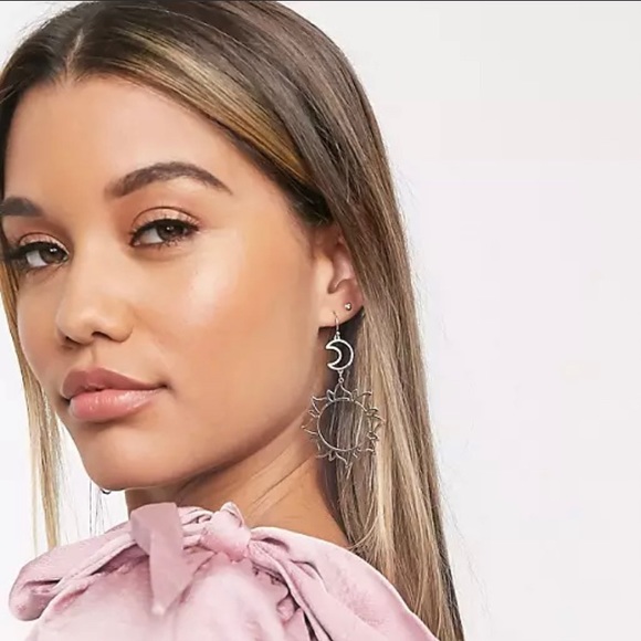 LunaSol Moon & Sun Dangle Earrings - Picture 5 of 6